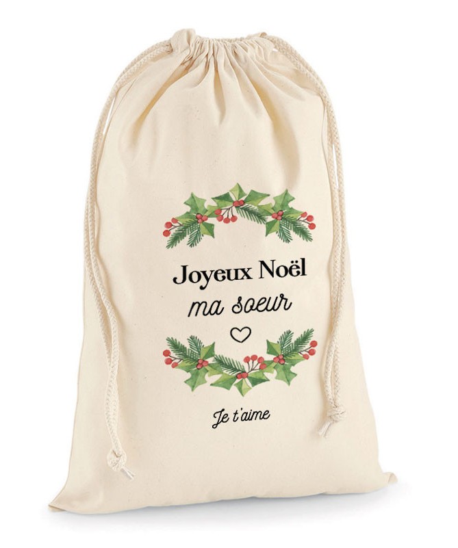 Hotte de Noël personnalisée - Couronne de Houx