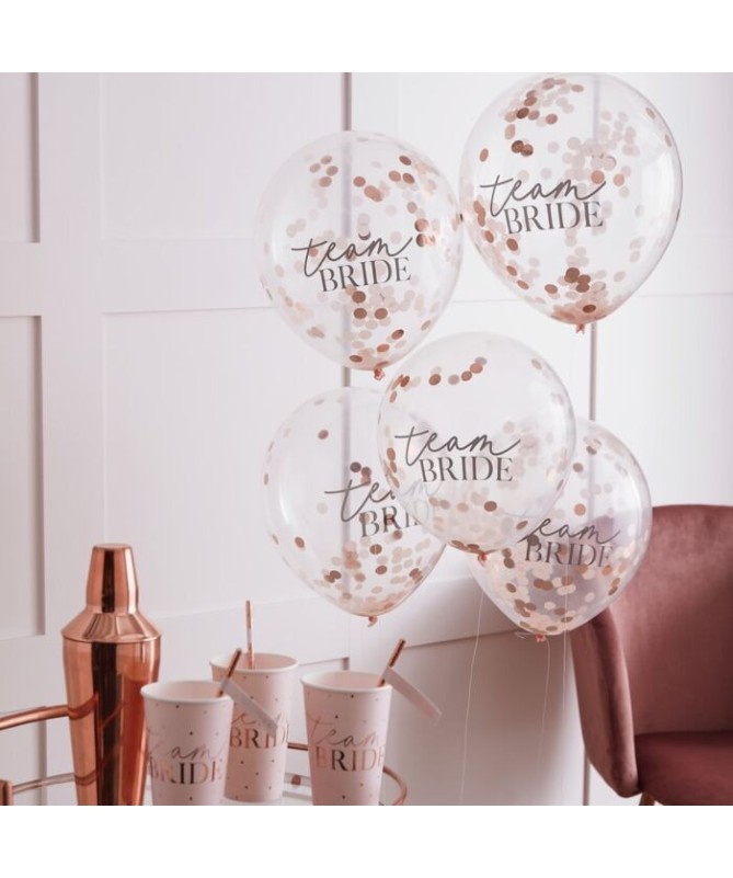 Ballons Confettis or rose " Team Bride"