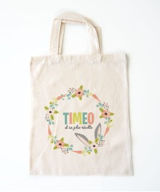 Tote bag enfant couronne de fleurs Paques