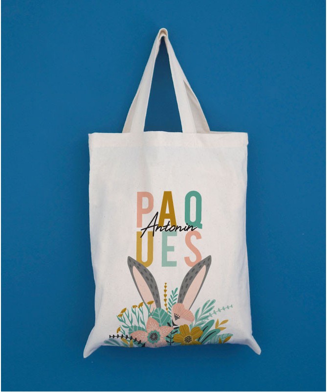 Mini Tote Bag Lapin Coton 25x25cm - Sac Cabas Pâques Enfants - Cadeau Original
