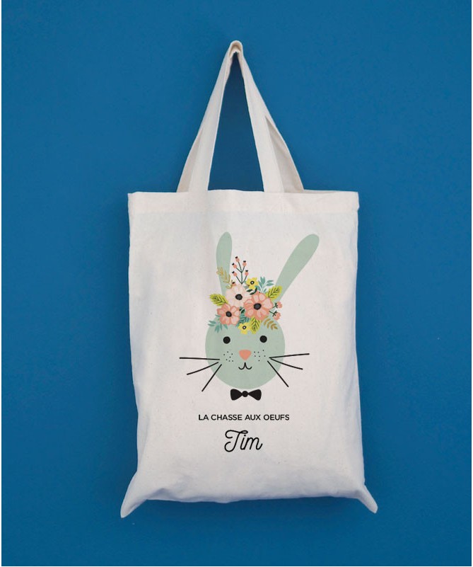 Tote bag enfant lapin couronne vintage