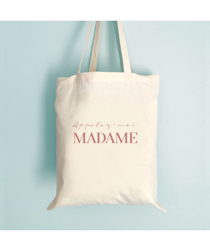 Tote bag "Appelez-moi Madame" vieux rose