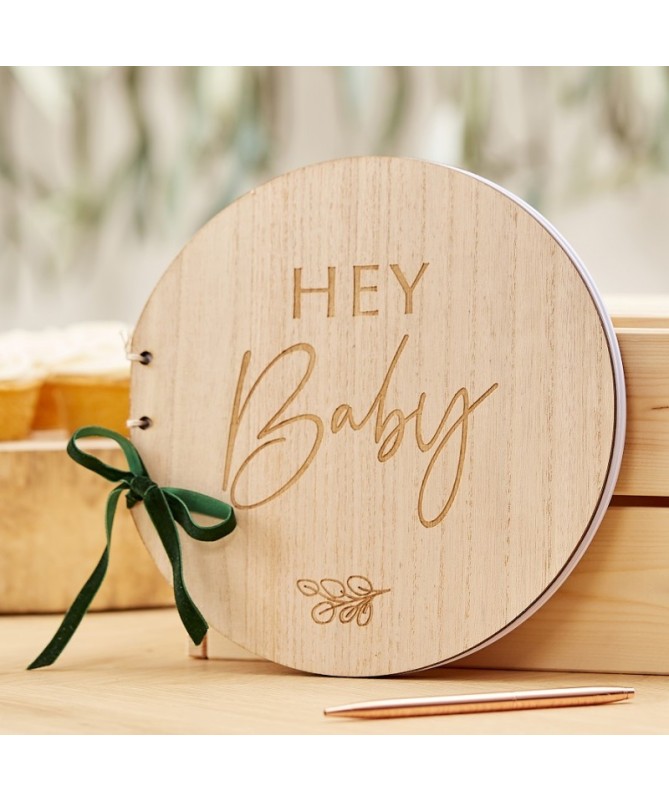 Livre d'or en bois "Hey baby"