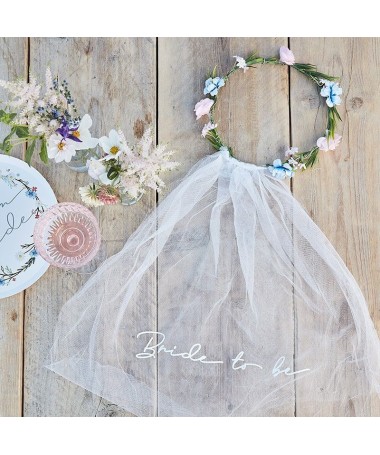 Voile Bride to be couronne de fleurs