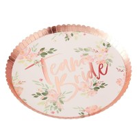 Lot de 8 assiettes Team Bride imprimé floral EVJF