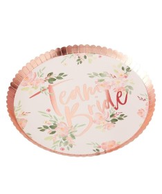 Lot de 8 assiettes Team Bride imprimé floral EVJF