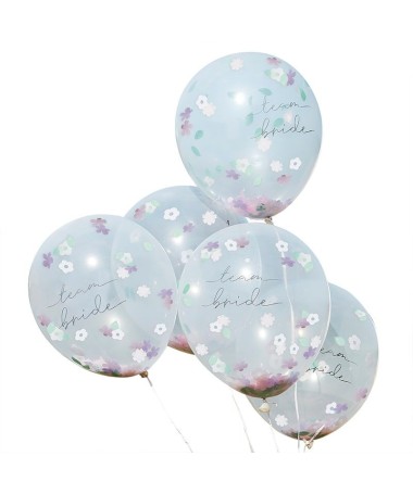 5 Ballons Team Bride Confettis EVJF boho