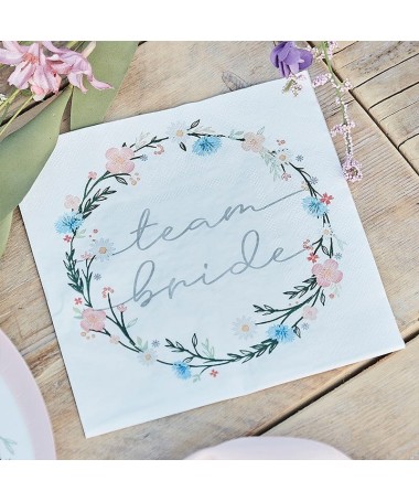 Serviettes EVJF Team Bride Boho florales