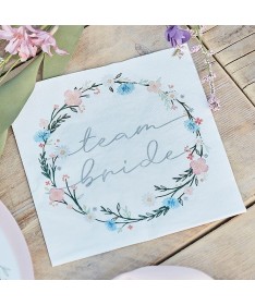 Serviettes EVJF Team Bride Boho florales