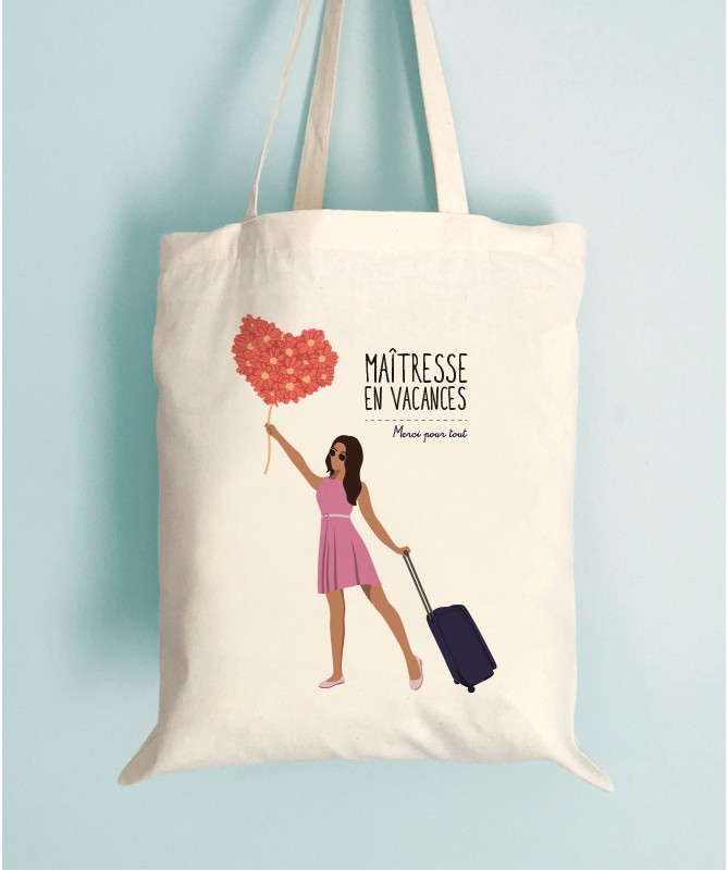 Tote Bag Maitresse en vacance personnalisable