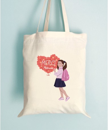 Tote Bag Merci Maitresse Garçon ou Fille personnalisable