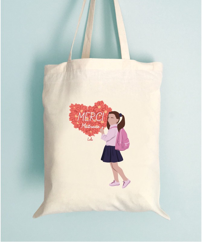 Tote Bag Merci Maitresse Garçon ou Fille personnalisable