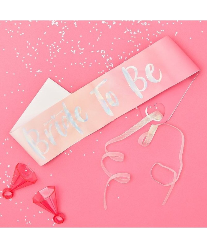 Echarpe EVJF "Bride to be" girly rose et argent