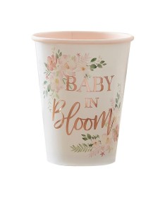 8 Gobelets Floral Baby Shower
