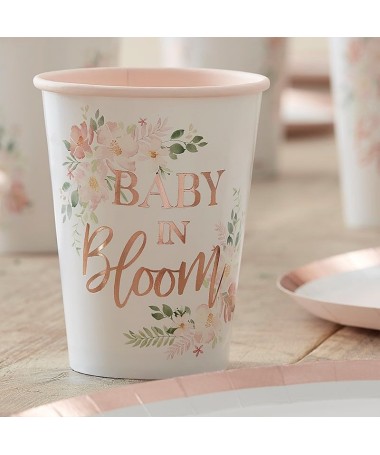 8 Gobelets Floral Baby Shower