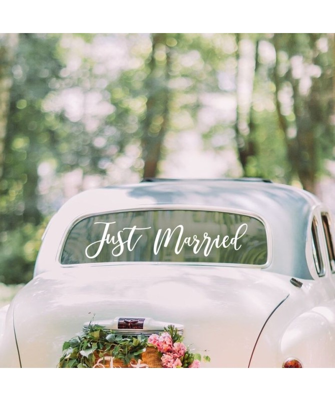 Sticker autocollant voiture "Just Married"