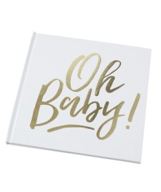 Livre d'or "Oh Baby" blanc et or