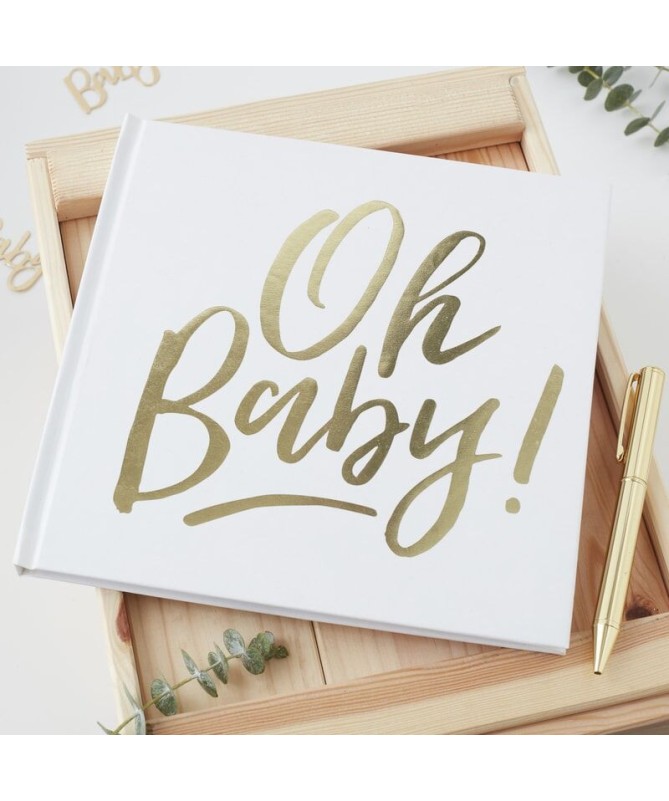 Livre d'or "Oh Baby" blanc et or