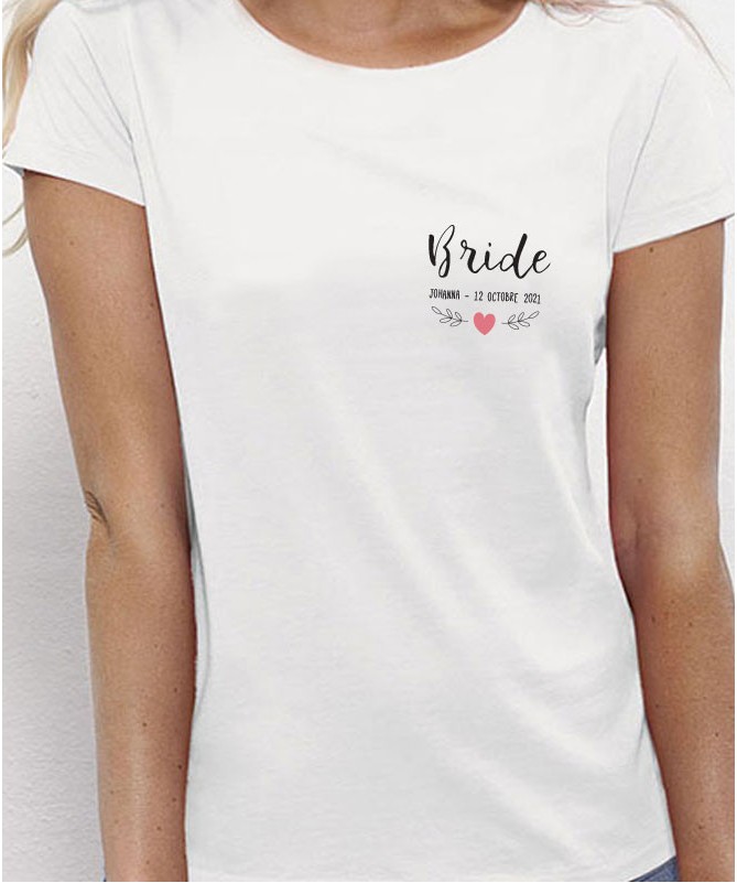 T-Shirt EVJF "Bride" et "Team Bride"à personnaliser - Future mariée et sa team ♡