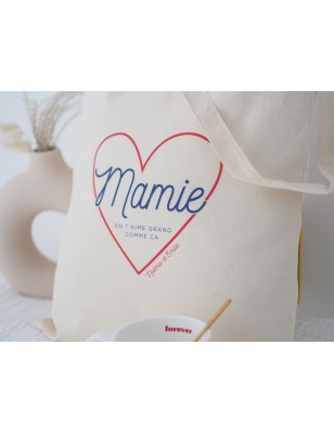 Tote bag Mamie On t'aime grand comme ça à personnaliser