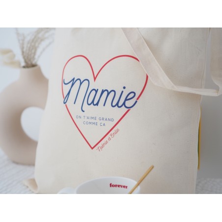 Tote bag Mamie On t'aime grand comme ça à personnaliser