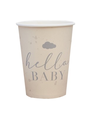 8 Gobelets "Hello Baby" neutre Baby Shower ou Gender Reveal