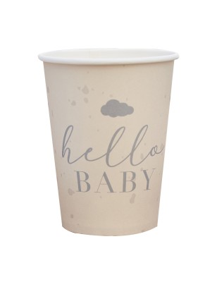 8 Gobelets Hello Baby neutre Baby Shower ou Gender Reveal