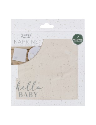 16 Serviettes "Hello Baby" neutre