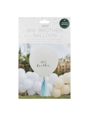 Ballon "Big Brother" avec pompons bleus - Annonce grossesse