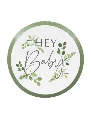 Lot de 8 assiettes "Hey Baby" botanique