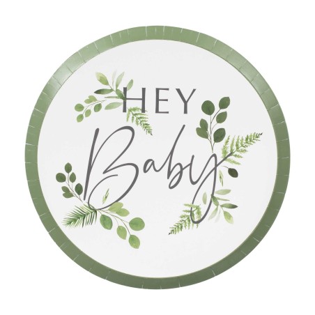 Lot de 8 assiettes "Hey Baby" botanique