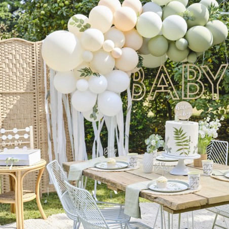 50 Serviettes + 100 Confettis Vert Sauge Pour Baby Shower - Décoration Fête Bébé, Anniversaire Ou Gender Reveal