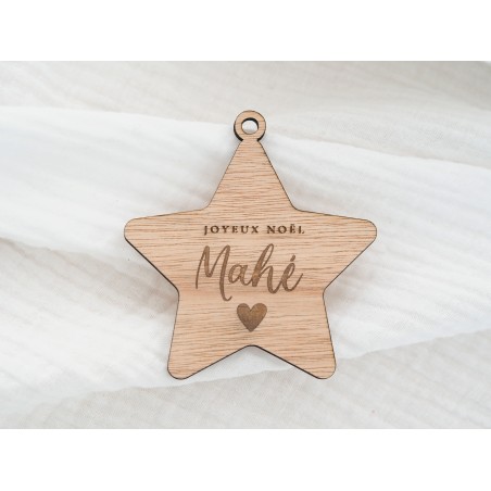 Boule Sapin d'étoile en bois personnalisée pour toute la famille