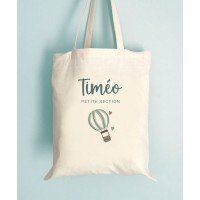 Tote Bag Enfant personnalisé Montgolfiere - Rentrée scolaire - Crèche - Maternelle - Sorties en Famille