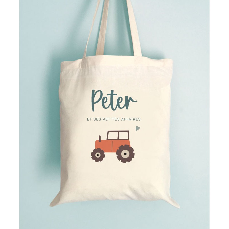 Tote Bag Vehicule Enfant personnalisé Tracteur - Rentrée scolaire - Crèche - Maternelle - Sorties en Famille Tote Bag Vehicule Enfant personnalisé Tracteur - Rentrée scolaire - Crèche - Maternelle - Sorties en Famille