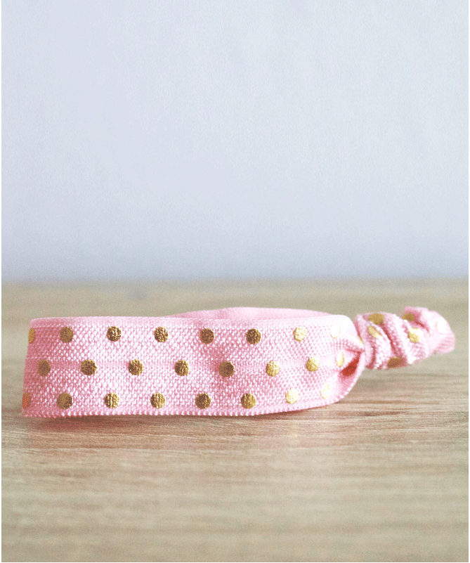 Bracelet Elastique Rose à pois dorés Bracelet Elastique Rose à pois dorés