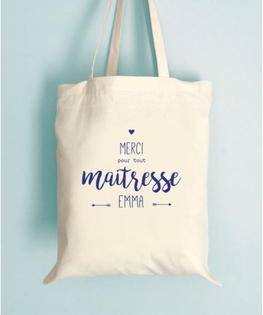 Tote Bag Merci Maitresse ATSEM personnalisé - Idée cadeau Maitresse