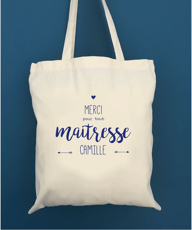 Tote Bag Merci Maitresse ATSEM personnalisé - Idée cadeau Maitresse