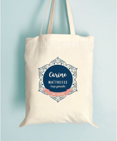 Tote Bag Maitresse ou ATSEM - Mandala avec son prénom