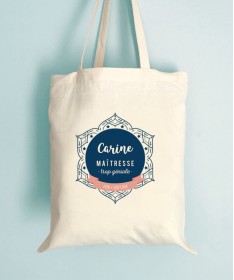 Tote Bag Maitresse ou ATSEM - Mandala avec son prénom