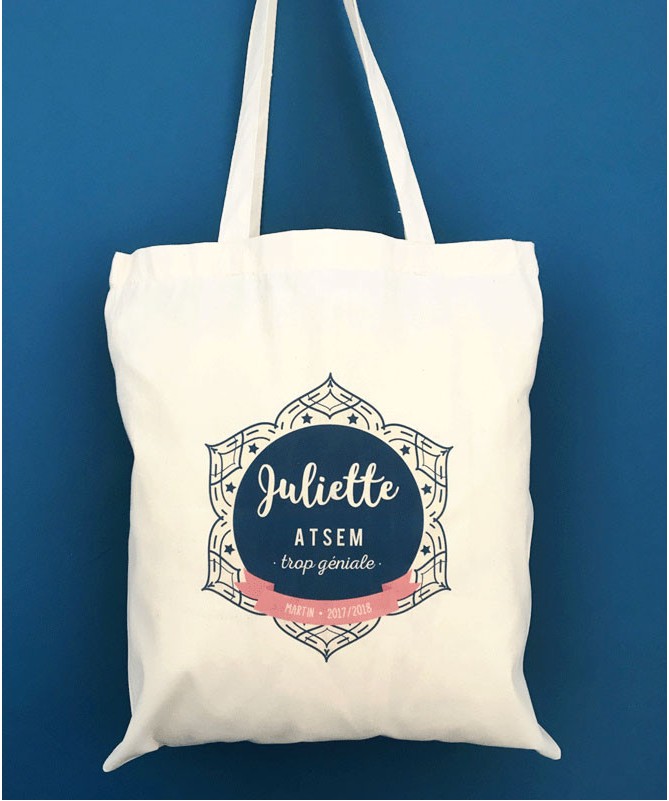 Tote Bag Maitresse ou ATSEM - Mandala avec son prénom