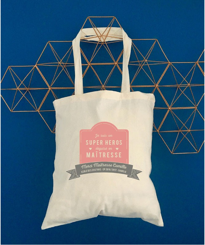 Tote Bag Super Maîtresse - Idée cadeau nounou - ATSEM avec son prénom ❤ Tote Bag Super Maîtresse - Idée cadeau nounou - ATSEM avec son prénom ❤
