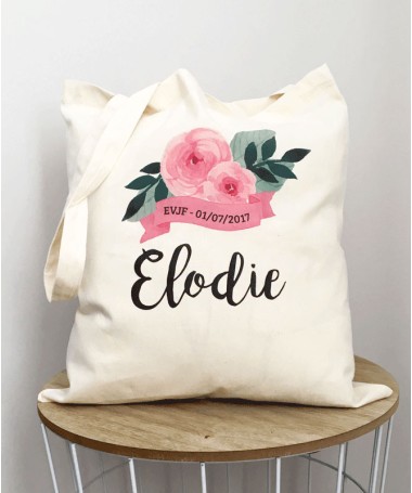 Tote Bag EVJF Fleurs Ruban