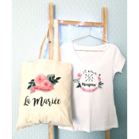 Tote Bag EVJF - Fleurs au ruban