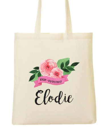 Tote Bag EVJF Fleurs Ruban