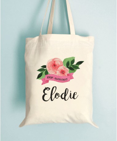 Tote Bag EVJF Fleurs Ruban