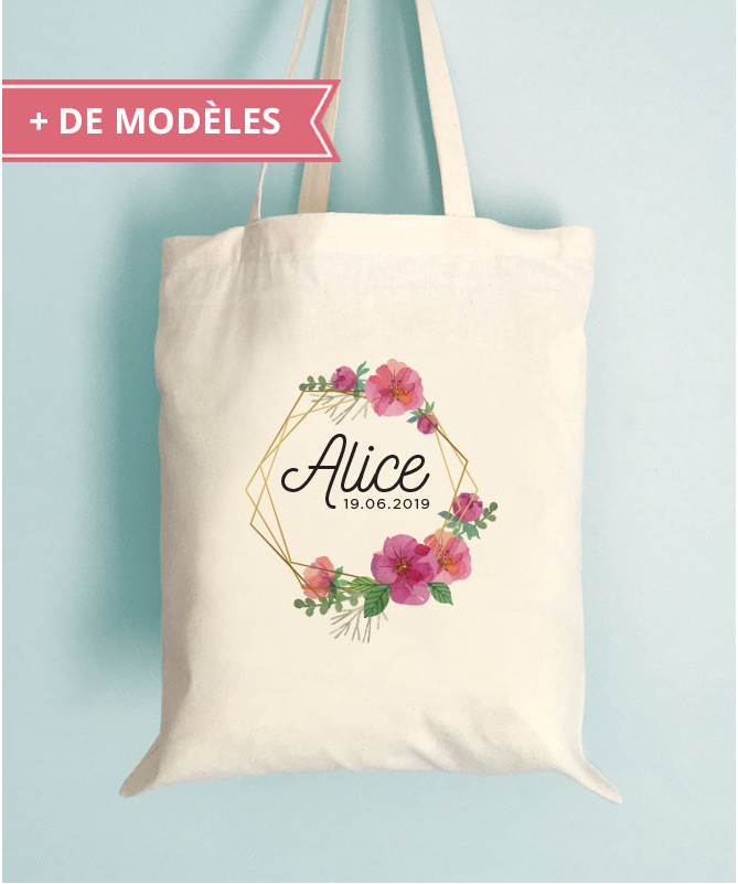 Sac EVJF - Tote bag Hexagone Fleuri