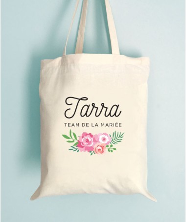 Tote Bag EVJF Floral Team de la Mariée Personnalisable