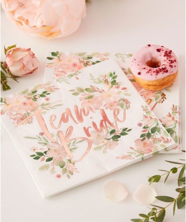 Serviettes EVJF "Team bride" florale et cuivre