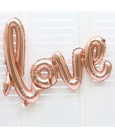 Ballon "Love" EVJF ou mariage Or Rose